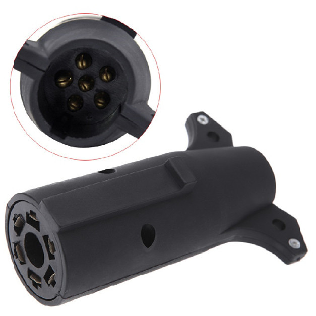 Trailer Connector 7PIN Blade to 6PIN Round Adapter