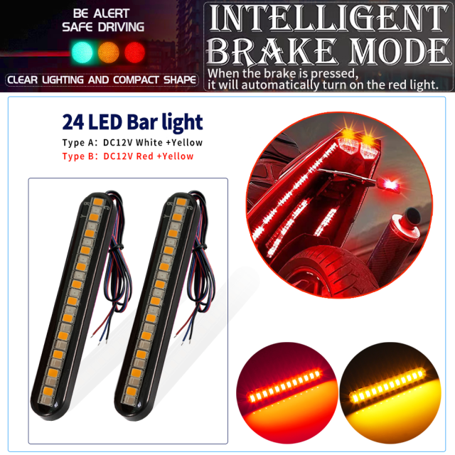 Turn Signal Light 24LED Dual Color for Motorcycle Directional Light