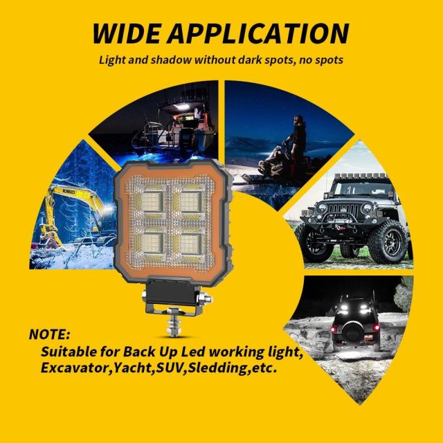 Square Spotlight for Truck LED Working Lights Black Cover LED Square Headlights