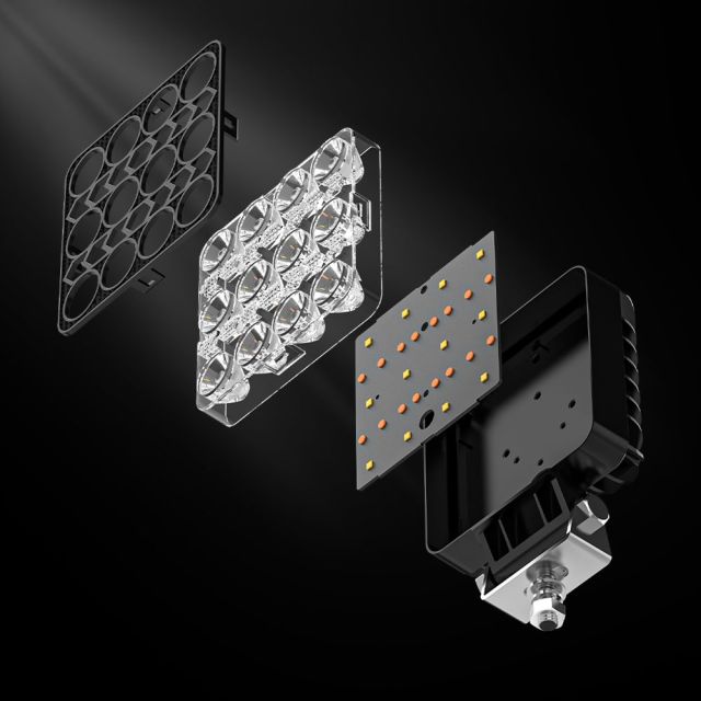 New Black Cover LED Square Headlights 4 Inch LED Work Light for Truck Tracto ATV UTV Boat LED Working Lights