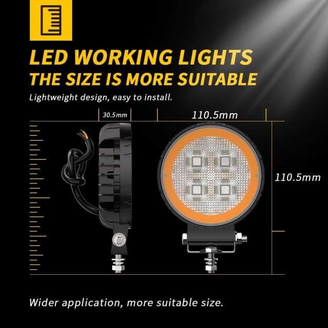New 4inch LED 4X4 Round Spotlight 44LED DRL for Truck LED Working Lights Black Cover LED Square Headlights