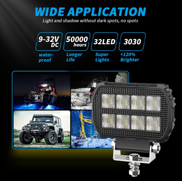 2025 Tractors New Waterproof Lp68 Square Driving Floodlight Working Lights