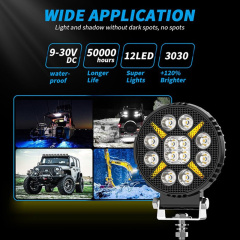 New LED Headlight Spotlight Circular Work Light Aluminum Auxiliary Driving off-Road Yellow IP68 Waterproof Spot