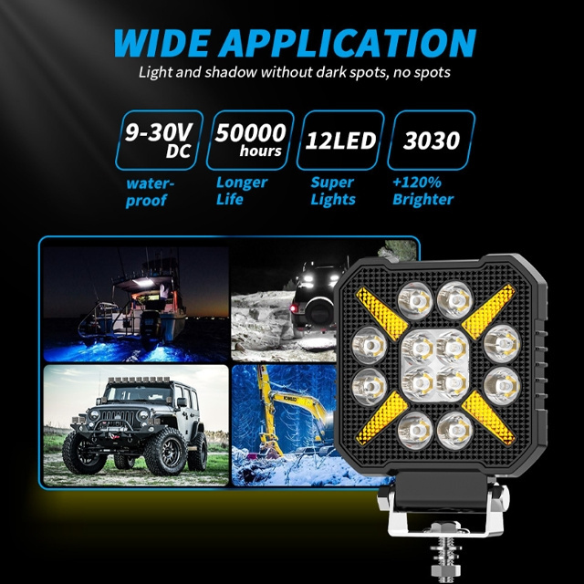Wholesale 4inch Square LED Work Light Waterproof Offroad LED Laser Spot Flood Beam for Trucks Jeeps