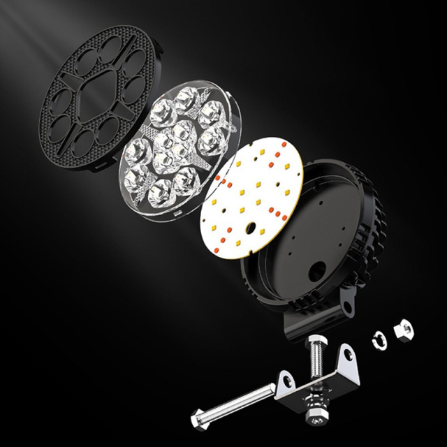 New LED Headlight Spotlight Circular Work Light Aluminum Auxiliary Driving off-Road Yellow IP68 Waterproof Spot