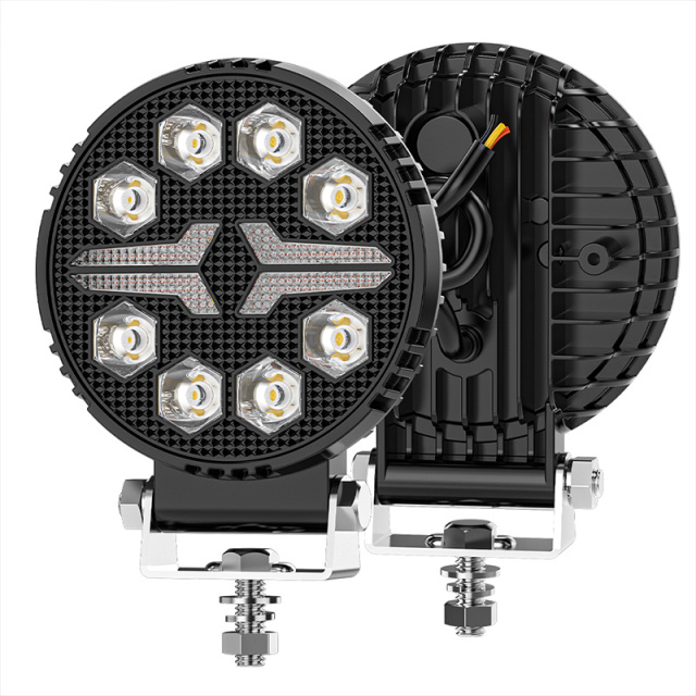 2025 New LED Round Spotlight White+Amber for Truck LED Working Lights Black Cover LED Square Headlights