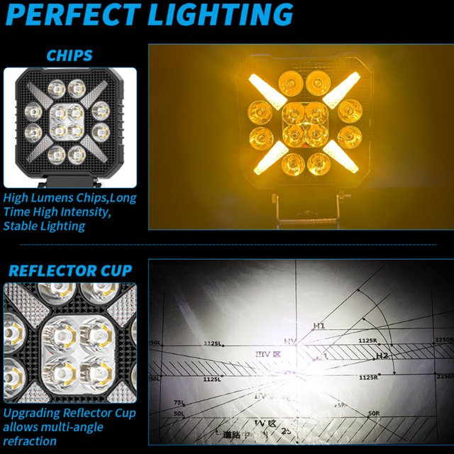 Wholesale 4inch Square LED Work Light Waterproof Offroad LED Laser Spot Flood Beam for Trucks Jeeps