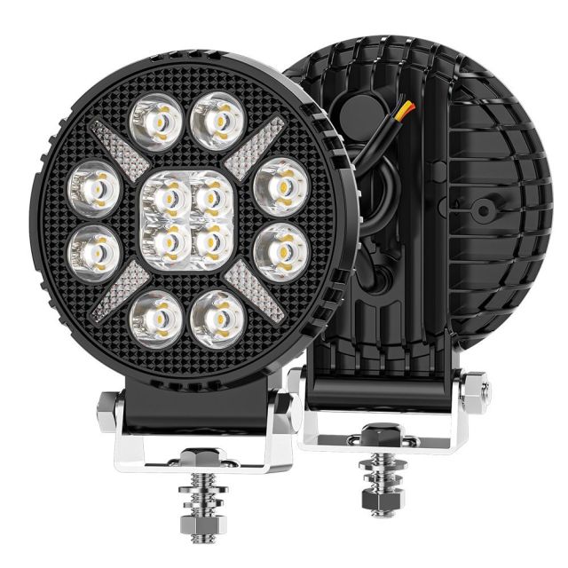 New LED Headlight Spotlight Circular Work Light Aluminum Auxiliary Driving off-Road Yellow IP68 Waterproof Spot