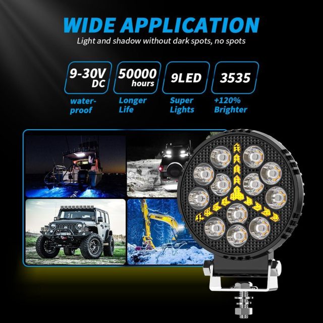 2025 New LED Round Spotlight for Jeep Truck Car Tractor SUV ATV Car LED Headlights