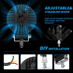 New LED Headlight Spotlight Circular Work Light Aluminum Auxiliary Driving off-Road Yellow IP68 Waterproof Spot