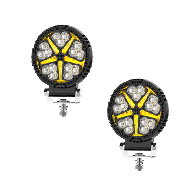 Automotive Truck Forklift off Road Driving Lights Auxiliary Headlight White Yellow Round DRL Work Lights