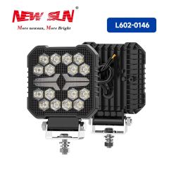 4 Inch Square Round LED Work Driving Light with DRL Spotlight White+Amber Offroad Truck Tractor Boat LED Work Light