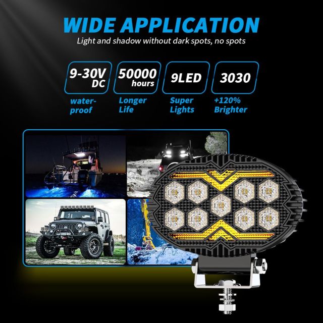 Super Bright Round LED Work Light Modified Car LED Flood Light with Daylight Running Light