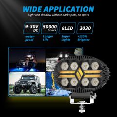 2025 Round 12-80V LED LED Work Light DRL Spotlights Auxiliary Light Worklight LED for SUV Trucks Boats