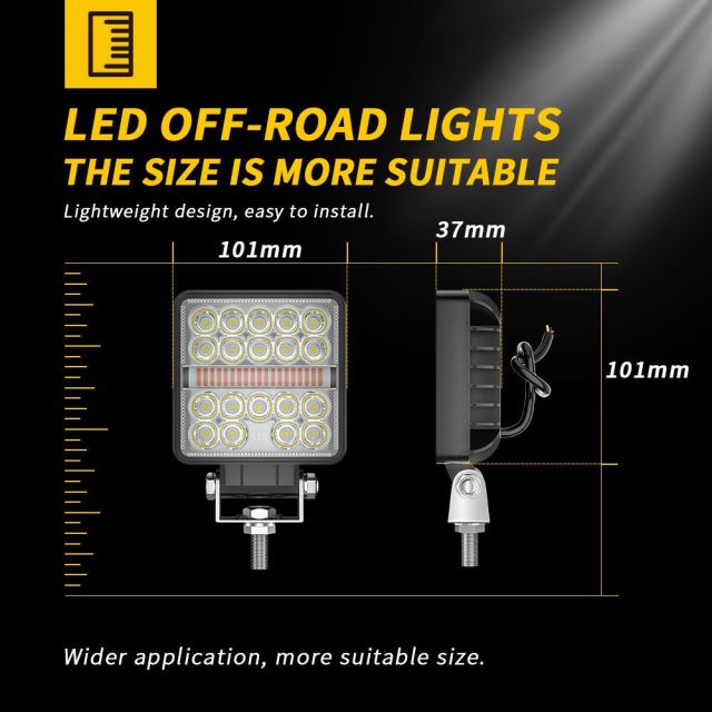 4" Square Auto Working Light Dual Lighting Car Driving DRL Headlamp Strobe Lights for Truck Motorcycles
