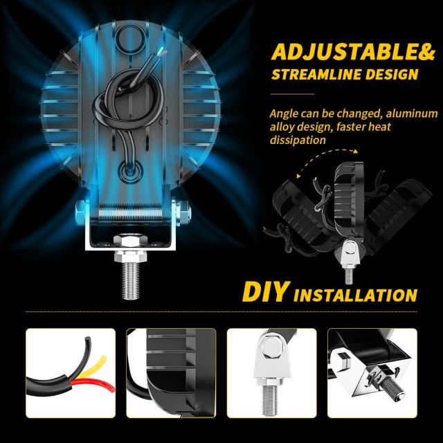High Power Waterproof IP68 DRL 4 Inch 12V LED Work Lamp Round