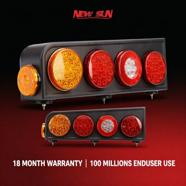 LED 4" Round Combination Taillight for Heavy-Duty Truck Tractor Stop/Tail/Turn/Reverse Rear Lamp