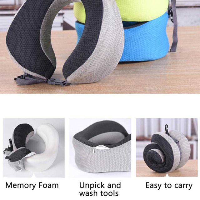 Uuname Travel U Shaped Pillow Memory Foam Pillow Neck Pillow With Carrying Pouch  Fordable And Portable Removable and Washable For Long Flights For Travel-F16