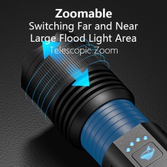 Smiling Shark 6000 Lumens 5500Mah 8 Hours  Long Last Led Torch Rechargeable Torch Flashlight 4 Mode Super Bright  Torches Rechargeable Torches Led Rechargeable Torch Llight Rechargeable-4modes Zoomable Waterproof for Camping Hiking Working-SD5212