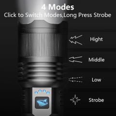 Smiling Shark 6000 Lumens 5500Mah 8 Hours  Long Last Led Torch Rechargeable Torch Flashlight 4 Mode Super Bright  Torches Rechargeable Torches Led Rechargeable Torch Llight Rechargeable-4modes Zoomable Waterproof for Camping Hiking Working-SD5212