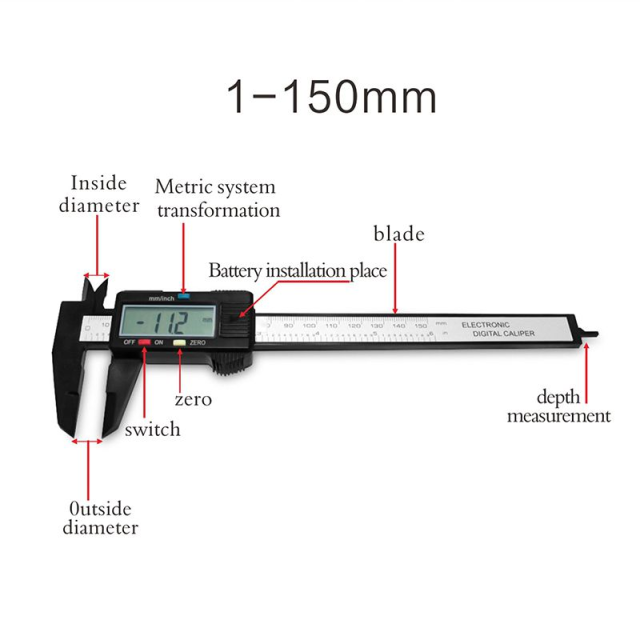 Uuname 150mm Digital Vernier Caliper Micrometer Caliper &amp; 2 Batteries