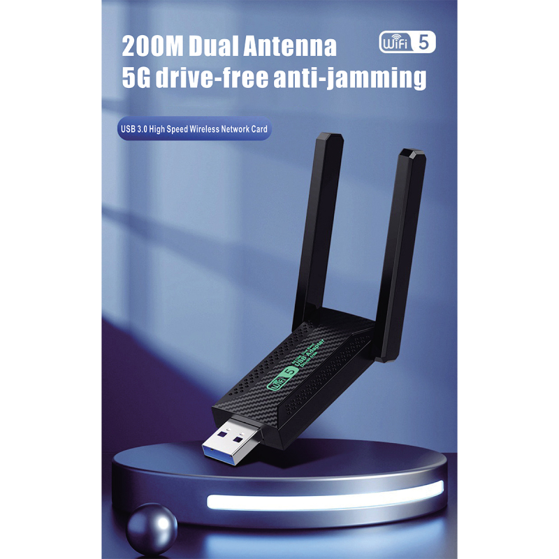 Uuname USB3.0 Usb Wifi Adapter For Pc Wireless Dual Band Adapter WiFi 5 1200Mbps 2.4G/ 5Ghz Network Wifi Adapter Pc Usb Adapter Wifi