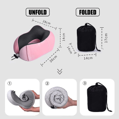Uuname Travel Pillow Foam Pillow For Airplanes Memory Foam Neck Pillow U Shaped Pillow For Travel With Storage Bag  For Long Flights For Travel-F05