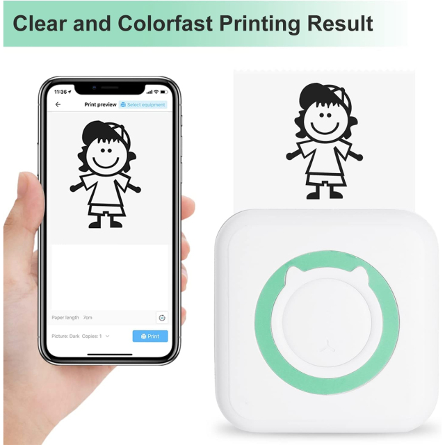 Uuname Mini Printer Portable Pocket Printer Inkless Photo Printer  Wireless Printer  Bluetooth Mini Thermal Printer for IOS/Android with 9 Rolls Thermal Paper - C15M9