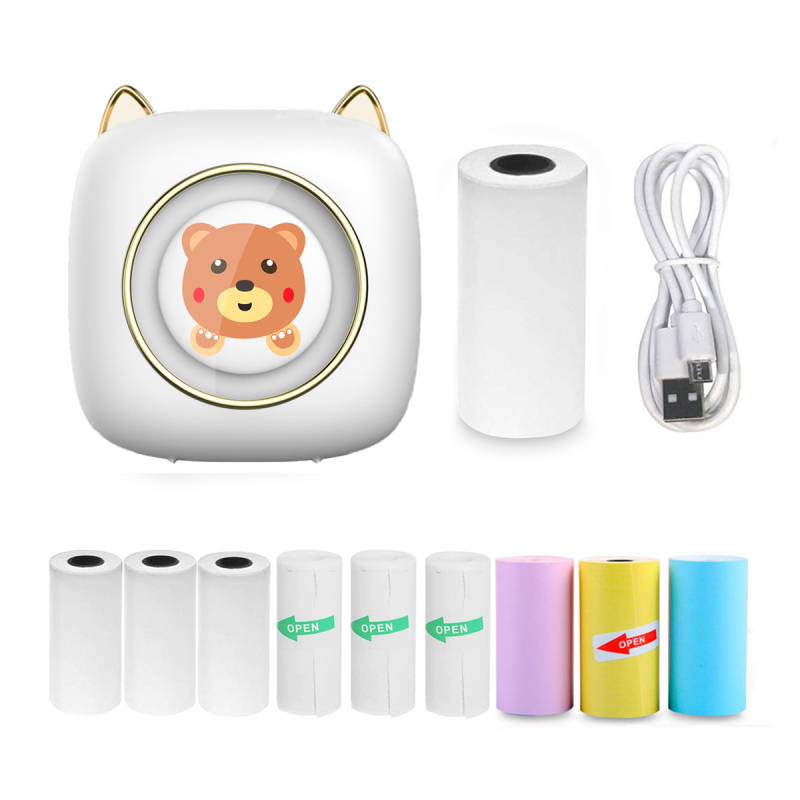 Uuname Mini Printer Pocket Printer Portable Wireless Mini Photo Printer Bluetooth Mini Thermal Printer  With USB Recharge with 9 Rolls Thermal Paper For Android & IOS-C23M9