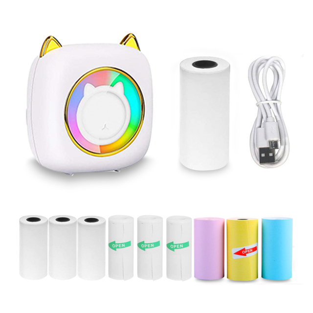 Uuname Mini Printer Pocket Printer Portable Wireless Mini Photo Printer Bluetooth Mini Thermal Printer  With USB Recharge with 9 Rolls Thermal Paper For Android & IOS-C23M9