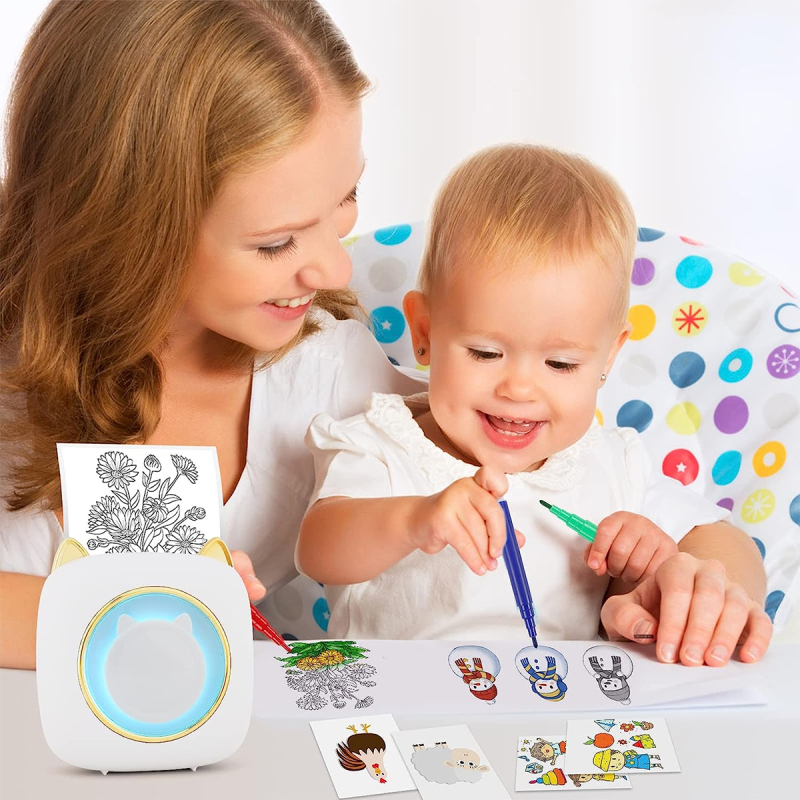 Uuname Mini Printer Pocket Printer Portable Wireless Mini Photo Printer Bluetooth Mini Thermal Printer  With USB Recharge with 9 Rolls Thermal Paper For Android & IOS-C23M9