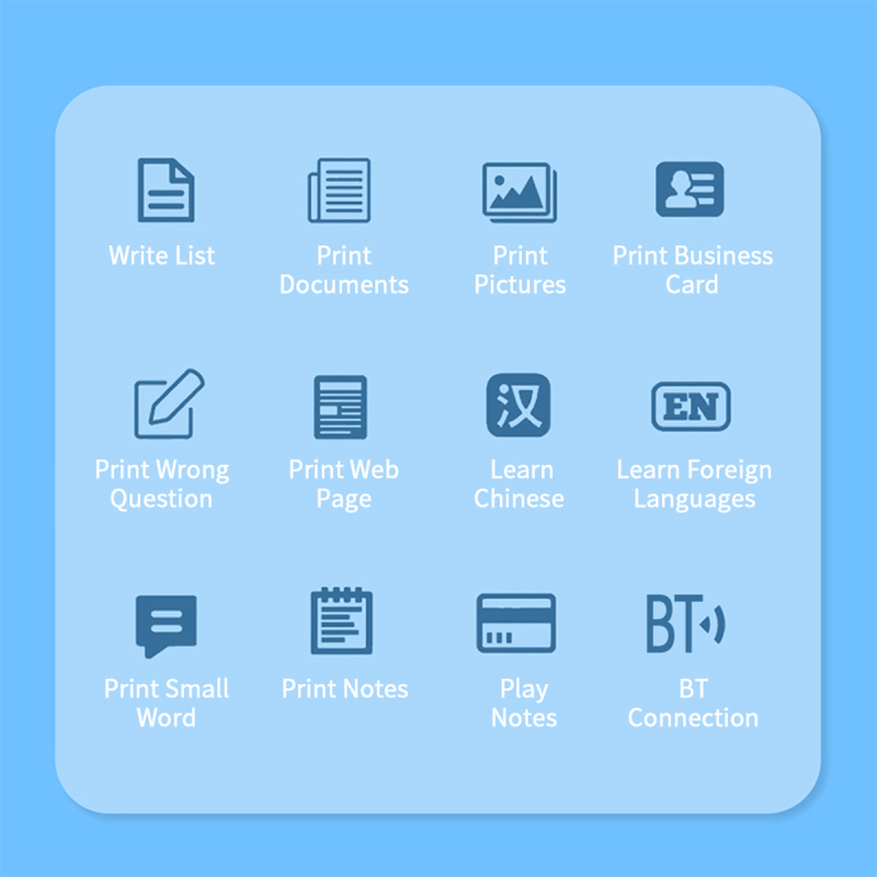 Uuname Mini Printer Pocket Printer Portable Wireless Mini Photo Printer Bluetooth Mini Thermal Printer  With USB Recharge with 9 Rolls Thermal Paper For Android & IOS-C23M9