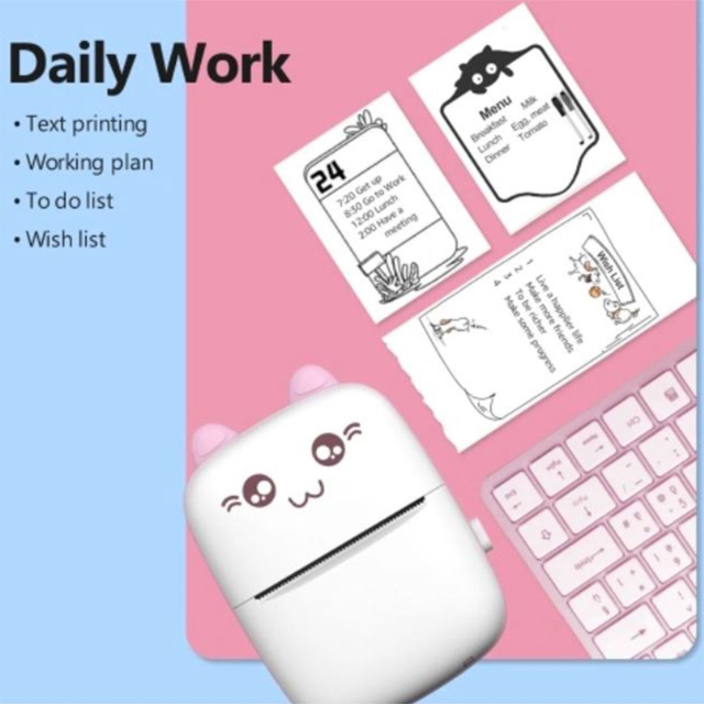 Uuname Mini Printer Pocket Printer Portable Wireless Mini Photo Printer Bluetooth Mini Thermal Printer  With USB Recharge with 9 Rolls Thermal Paper For Android & IOS-C9M9