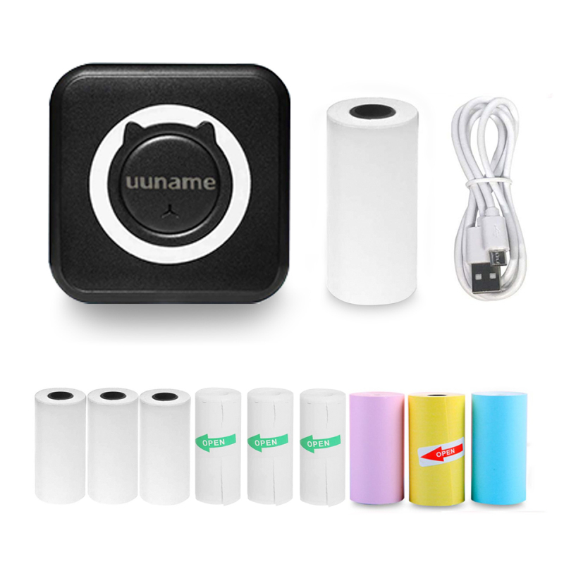 Uuname Mini Printer Portable Pocket Printer Inkless Photo Printer  Wireless Printer  Bluetooth Mini Thermal Printer for IOS/Android with 9 Rolls Thermal Paper - C15M9