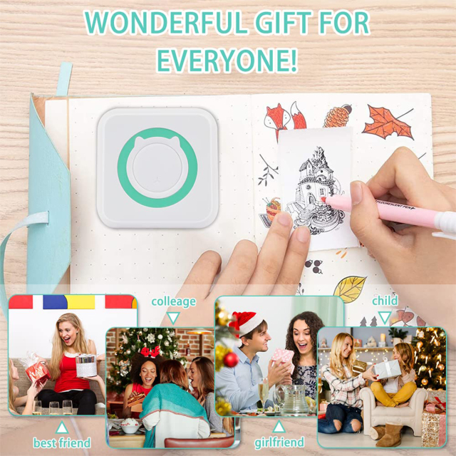 Uuname Mini Printer Portable Pocket Printer Inkless Photo Printer  Wireless Printer  Bluetooth Mini Thermal Printer for IOS/Android with 9 Rolls Thermal Paper - C15M9
