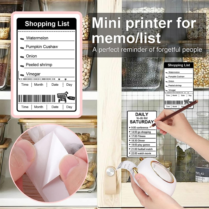 Uuname Mini Printer Pocket Printer Portable Wireless Mini Photo Printer Bluetooth Mini Thermal Printer  With USB Recharge with 9 Rolls Thermal Paper For Android & IOS-C23M9