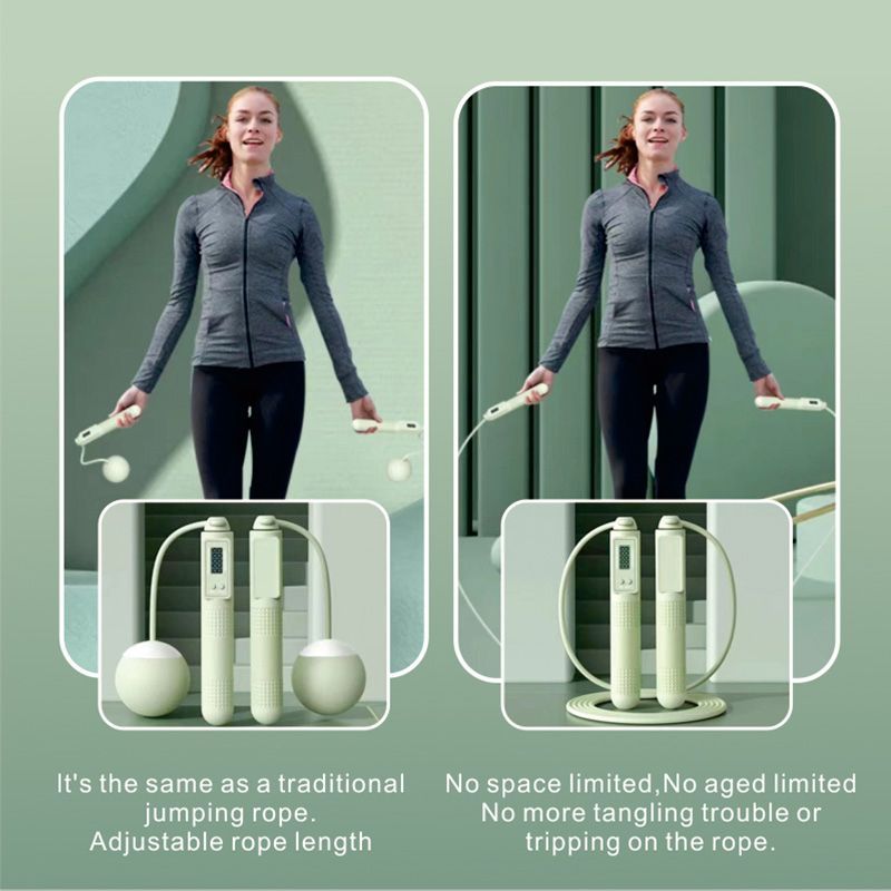 2 in 1 Cordless Digital Skipping Rope Cord Counter Jump Rope & Eva Bag-807