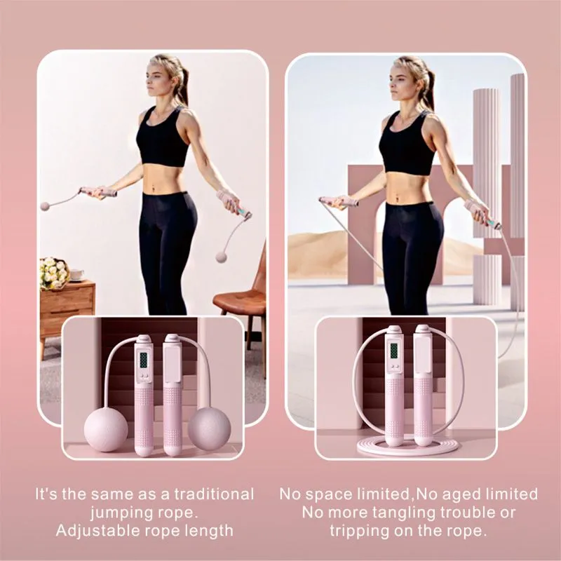 2 in 1 Cordless Digital Skipping Rope Cord Counter Jump Rope & Eva Bag-807