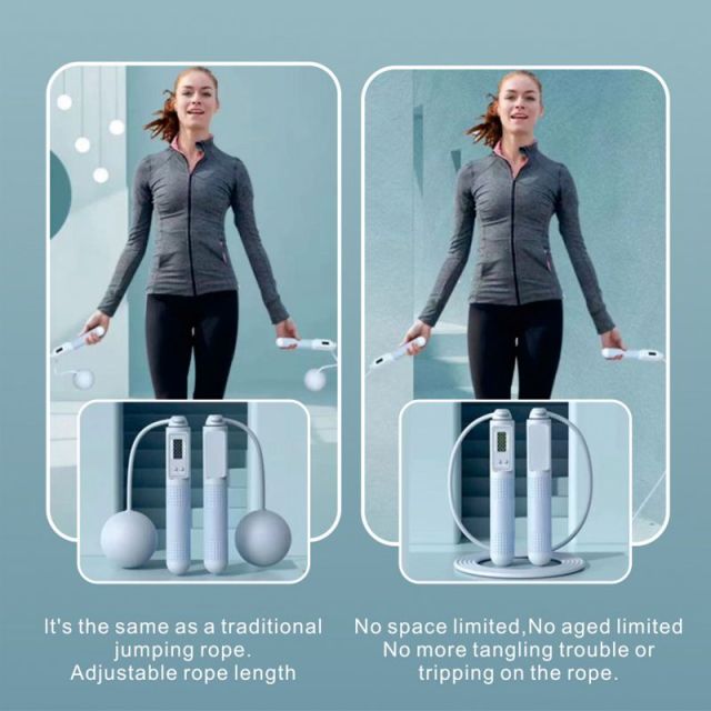 2 in 1 Cordless Digital Skipping Rope Cord Counter Jump Rope & Eva Bag-807