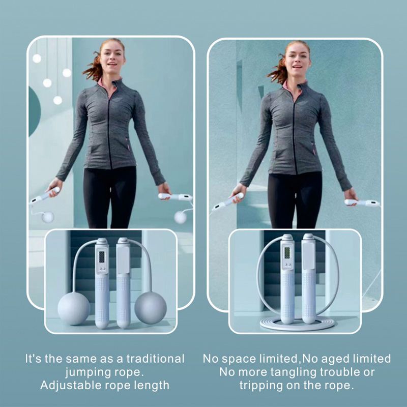 2 in 1 Cordless Digital Skipping Rope Cord Counter Jump Rope & Eva Bag-807