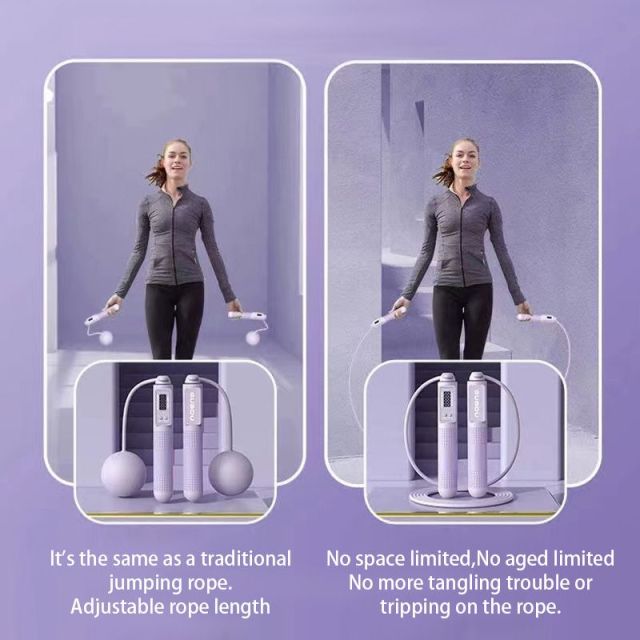 2 in 1 Cordless Digital Skipping Rope Cord Counter Jump Rope & Eva Bag-807