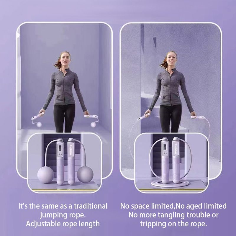 2 in 1 Cordless Digital Skipping Rope Cord Counter Jump Rope & Eva Bag-807
