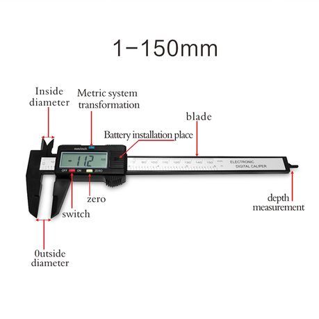 150mm Digital Vernier Caliper Micrometer Caliper & 2 Batteries