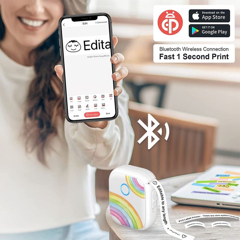 Marklife Mini Portable Sticker Thermal Bluetooth Barcode Label Printer-P12
