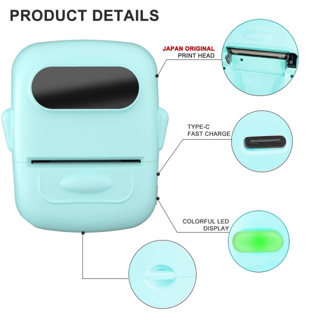 Mini Portable Sticker Thermal Printer Bluetooth Barcode Label Printers-P50