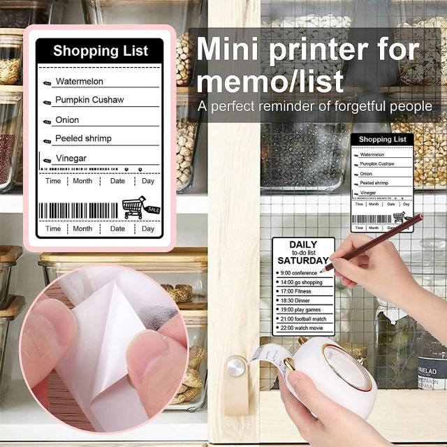 Uuname Portable BT Mini Pocket Thermal Printer & 5 Self Adhesive Paper-C23S