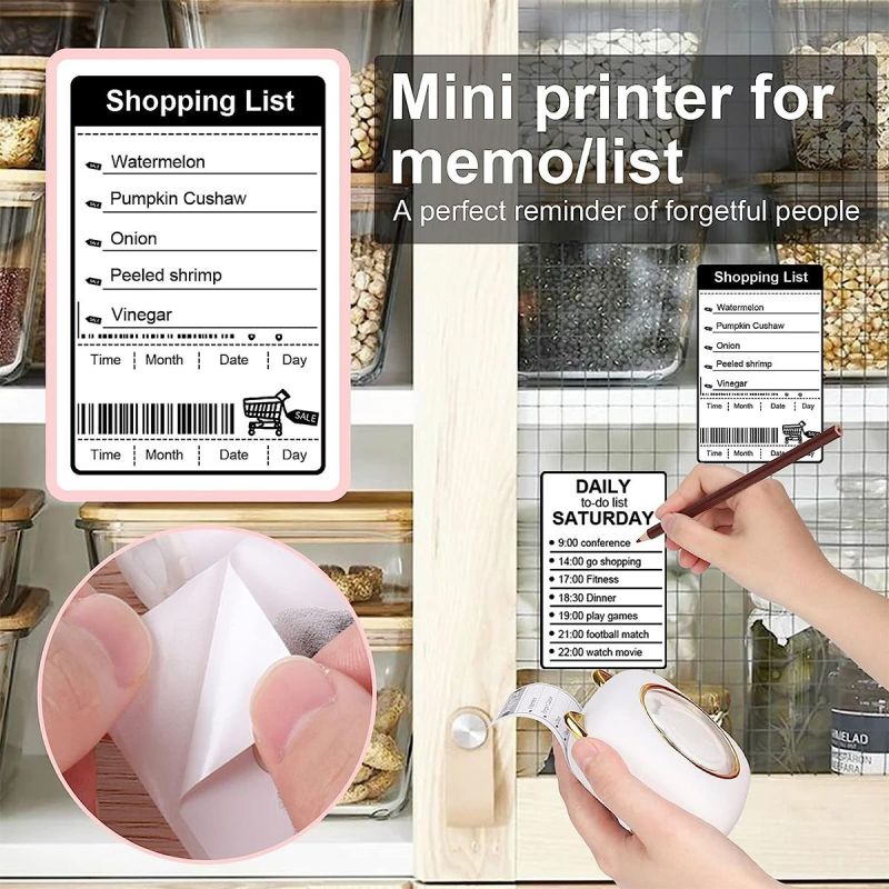 Uuname Portable BT Mini Pocket Thermal Printer & 5 Self Adhesive Paper-C23S
