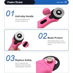 45mm Rotary Cutter For Fabric Cutter Roller with 1 Cutting Mat &amp; 2 Blades - 811