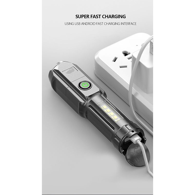 4-Core Usb Rechargeable Flashlight Led Torch Super Bright COB LedTorch-1005