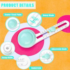 Uuname Paper Circle Cutter &1 Knife Pen 1 Double Head Pen 3 Blade 1 Mat-818